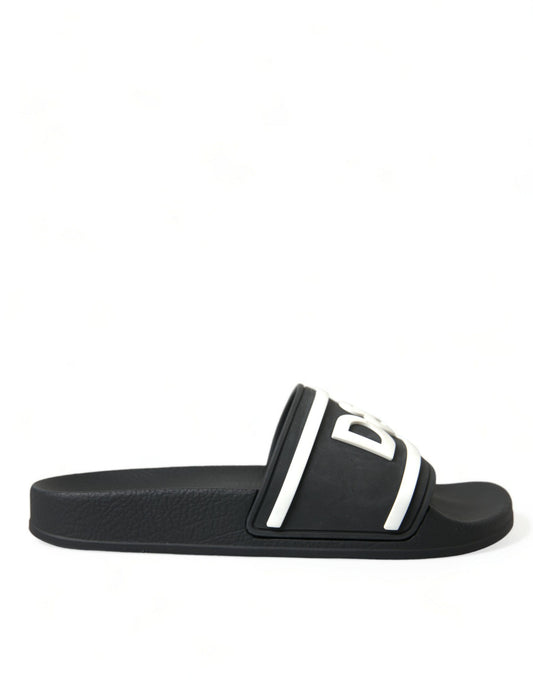 Dolce & Gabbana Black Rubber Beachwear Slippers Sandals Shoes - DEA STILOSA MILANO