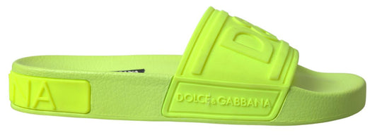Dolce & Gabbana Elegant Yellow Green Slide Sandals - DEA STILOSA MILANO