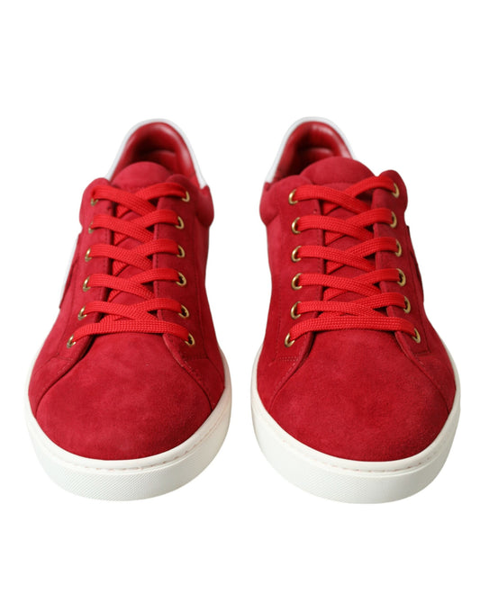 Dolce & Gabbana Red Suede Leather Low Top Sneakers Shoes - DEA STILOSA MILANO