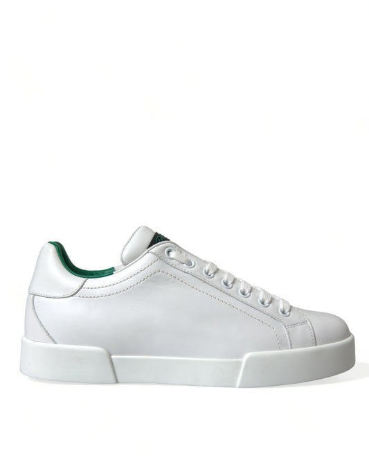 Dolce & Gabbana White Green Leather Portofino Sneakers Shoes - DEA STILOSA MILANO