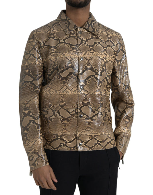 Dolce & Gabbana Beige Exotic Leather Biker Blouson Jacket - DEA STILOSA MILANO
