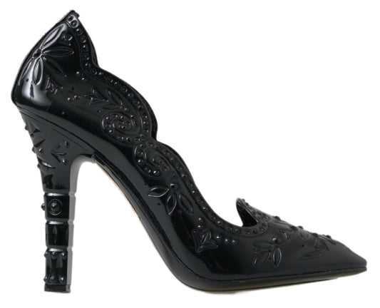 Dolce & Gabbana Elegant Black Crystal Cinderella Pumps - DEA STILOSA MILANO