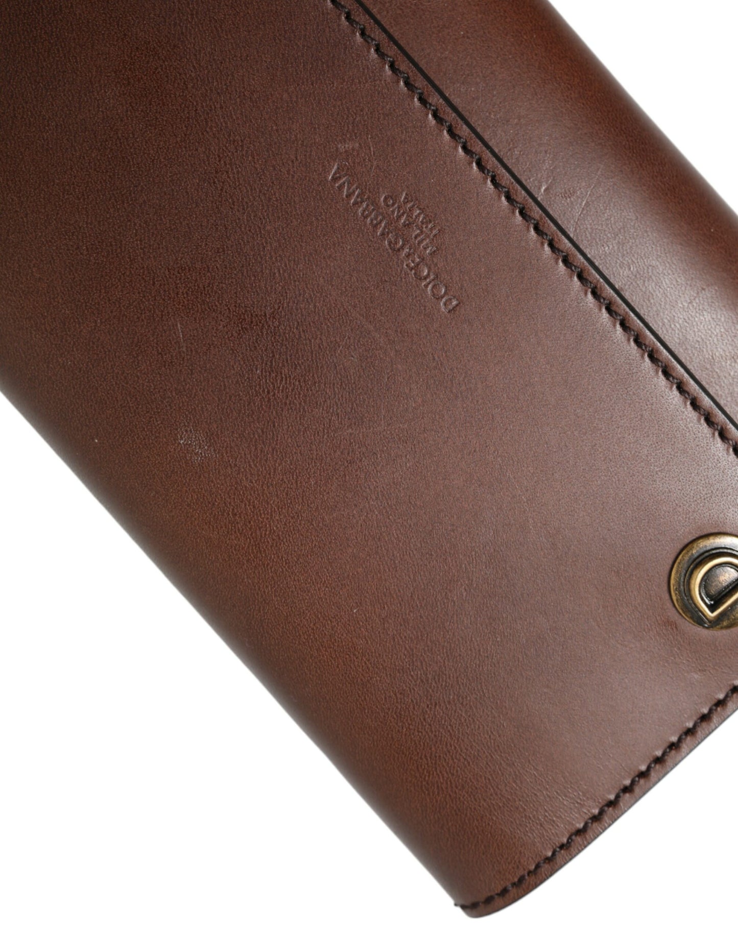 Dolce & Gabbana Chic Brown Leather Shoulder Bag with Gold Detailing - DEA STILOSA MILANO