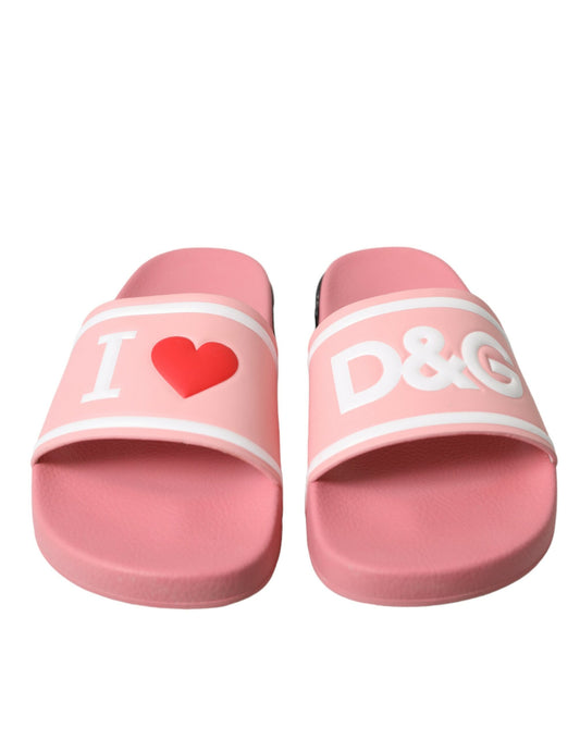 Dolce & Gabbana Pink Leather Slides Beachwear Flats Shoes - DEA STILOSA MILANO