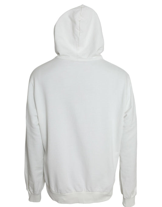 Dolce & Gabbana White Cotton Hooded Sweatshirt Pullover Sweater - DEA STILOSA MILANO