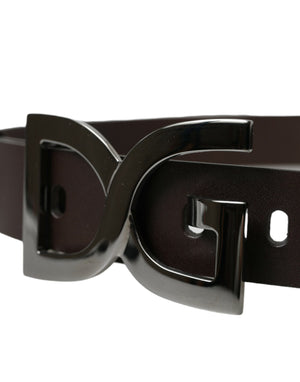 Dolce & Gabbana Dark Brown Leather DG Metal Buckle Belt - DEA STILOSA MILANO