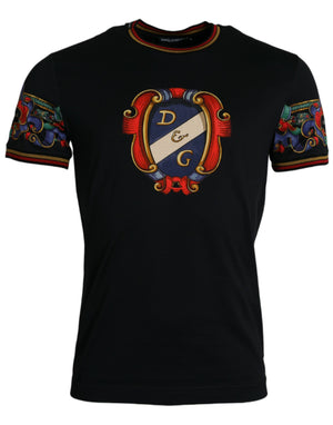 Dolce & Gabbana Black Logo Print Cotton Crew Neck T-shirt - DEA STILOSA MILANO