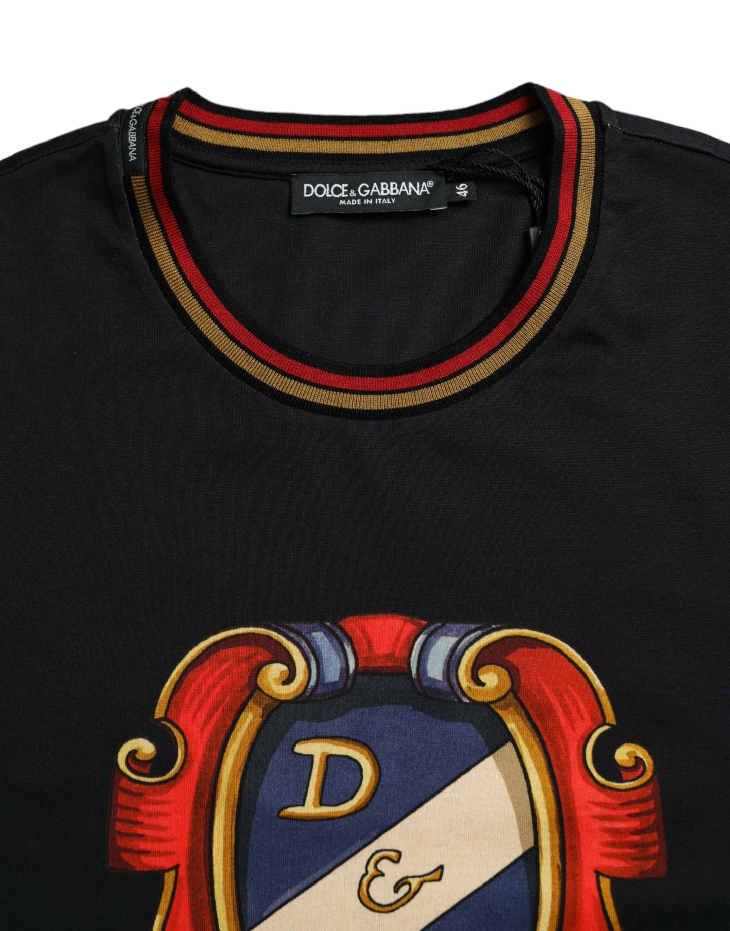 Dolce & Gabbana Black Logo Print Cotton Crew Neck T-shirt - DEA STILOSA MILANO