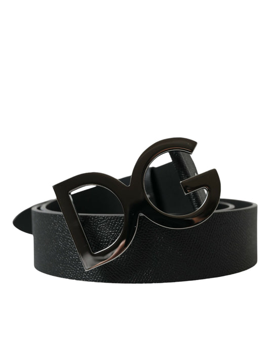 Dolce & Gabbana Black Leather Silver Logo Metal Buckle Belt - DEA STILOSA MILANO