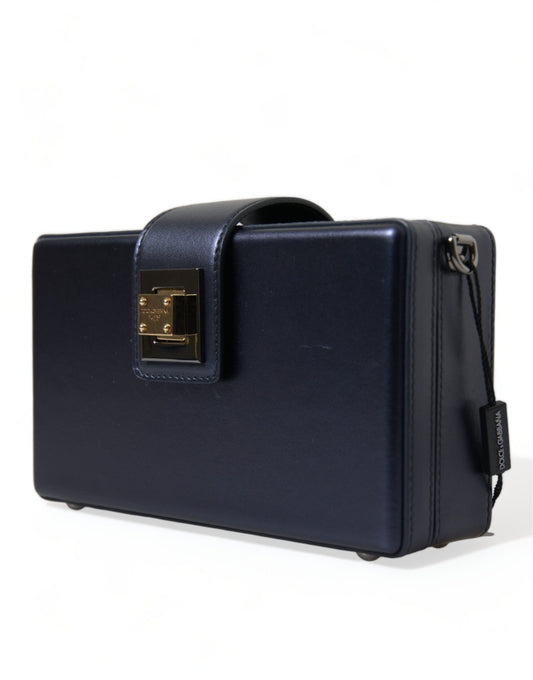 Dolce & Gabbana Elegant Dark Blue Lambskin Leather Box Bag - DEA STILOSA MILANO