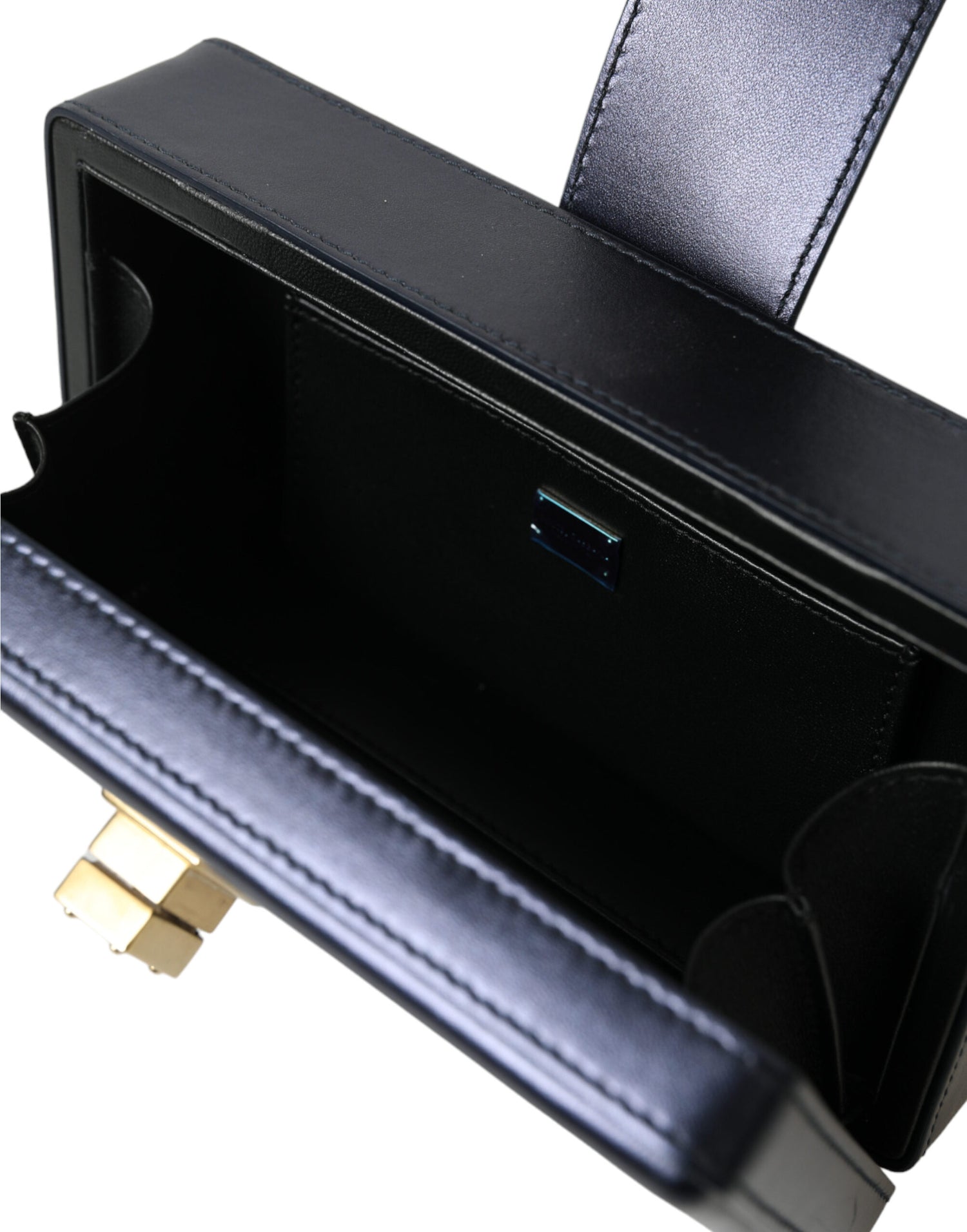 Dolce & Gabbana Elegant Dark Blue Lambskin Leather Box Bag - DEA STILOSA MILANO