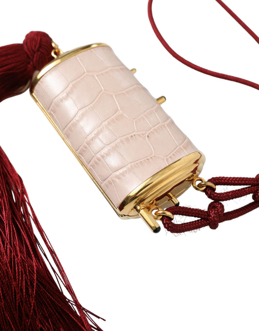 Dolce & Gabbana Pink Exotic Leather Mini Mirror Tassel Makeup Bag - DEA STILOSA MILANO