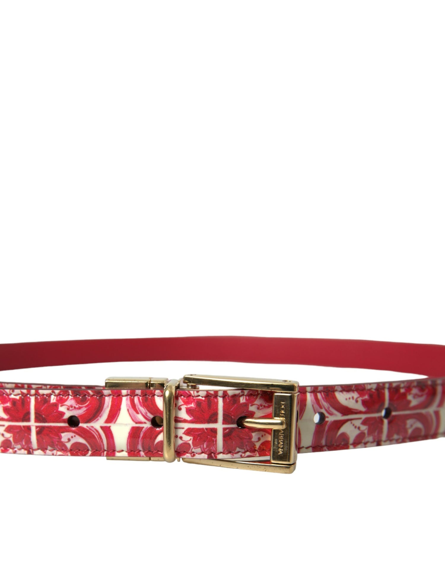 Dolce & Gabbana Red Sicily Leather Gold Metal Buckle Belt - DEA STILOSA MILANO