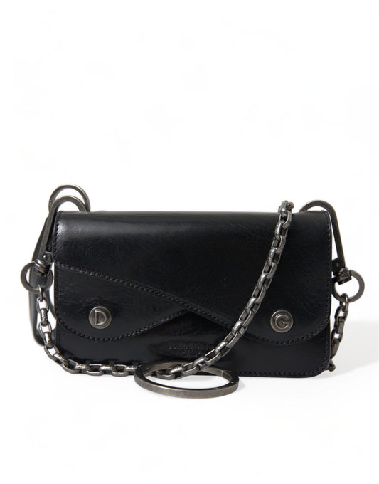 Dolce & Gabbana Sleek Black Leather Shoulder Bag - DEA STILOSA MILANO