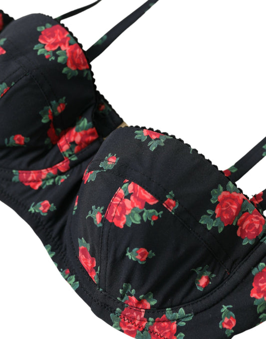 Dolce & Gabbana Black Red Roses Two Piece Swimwear Bikini - DEA STILOSA MILANO