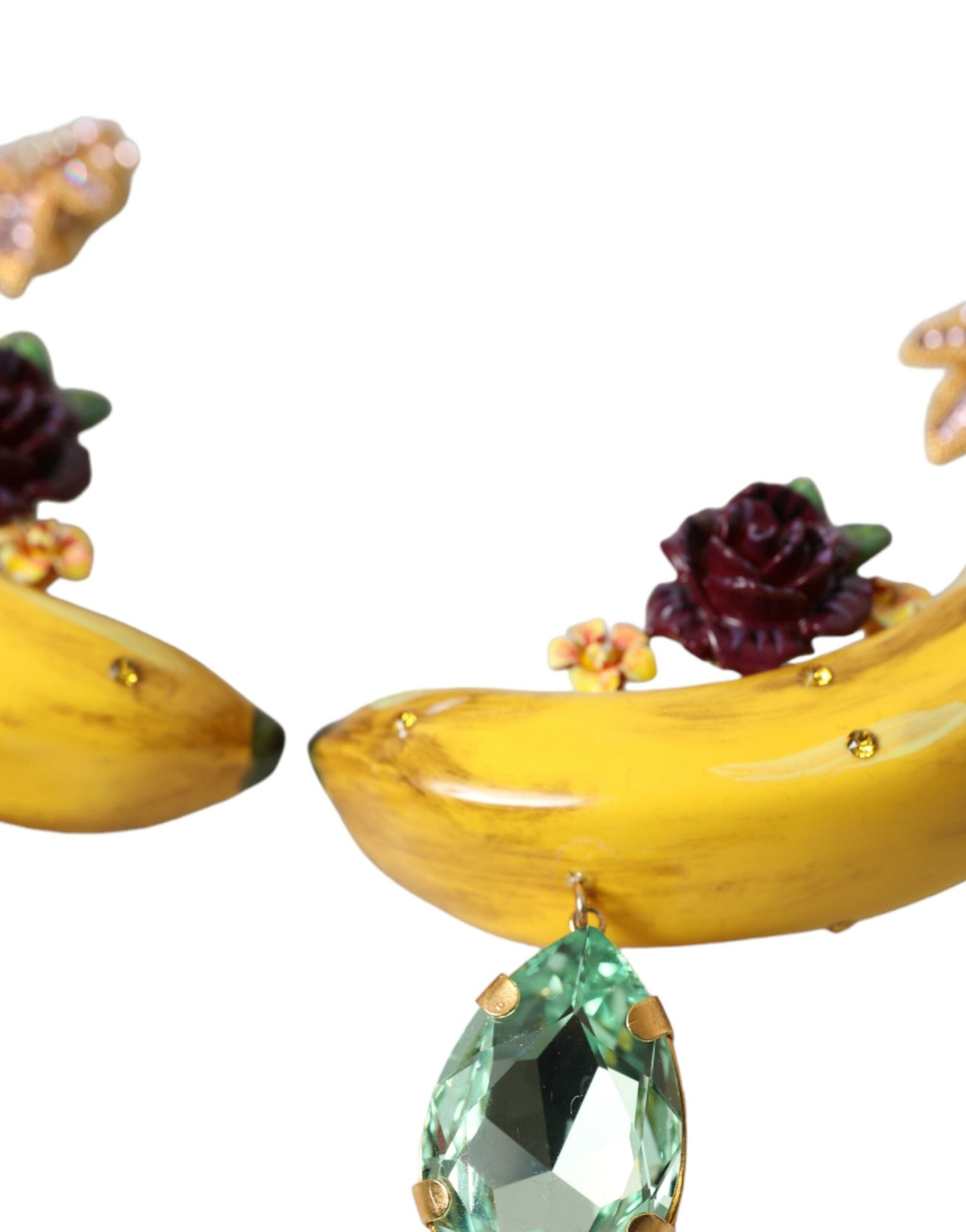 Dolce & Gabbana Gold Brass Crystal Banana Clip-on Jewelry Dangling Earrings - DEA STILOSA MILANO