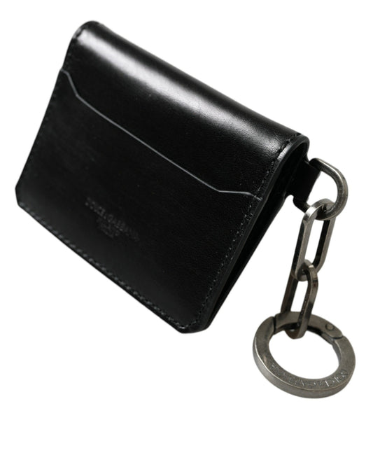 Dolce & Gabbana Black Leather Bifold Logo Card Holder Keyring Wallet - DEA STILOSA MILANO