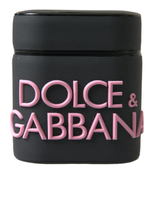 Dolce & Gabbana Black Pink Silicone Embossed Logo Airpods Case - DEA STILOSA MILANO