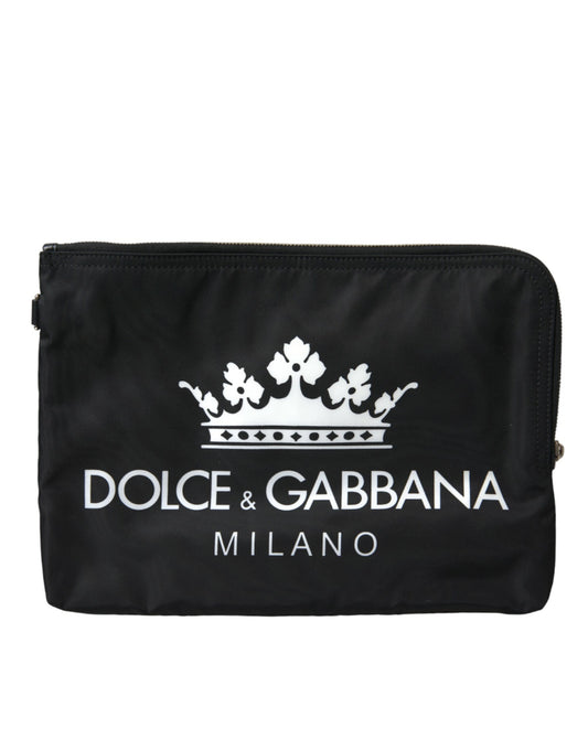 Dolce & Gabbana Black DG Milano Print Nylon Pouch Clutch Bags - DEA STILOSA MILANO