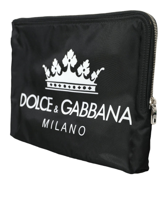 Dolce & Gabbana Black DG Milano Print Nylon Pouch Clutch Bags - DEA STILOSA MILANO