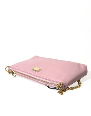 Dolce & Gabbana Pink Floral Embroidered Leather Chain Clutch Bag - DEA STILOSA MILANO