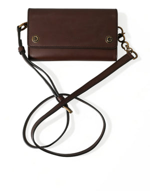 Dolce & Gabbana Brown Calf Leather Logo Embossed Shoulder Bags - DEA STILOSA MILANO