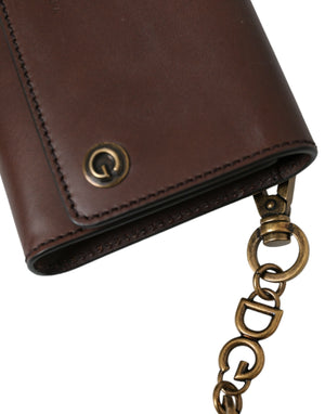 Dolce & Gabbana Brown Calf Leather Logo Embossed Shoulder Bags - DEA STILOSA MILANO