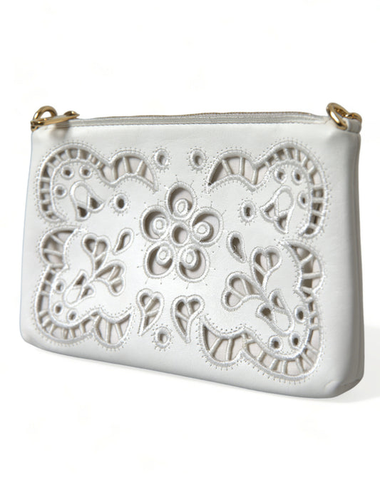 Dolce & Gabbana Embroidered Floral Leather Clutch with Chain Strap - DEA STILOSA MILANO