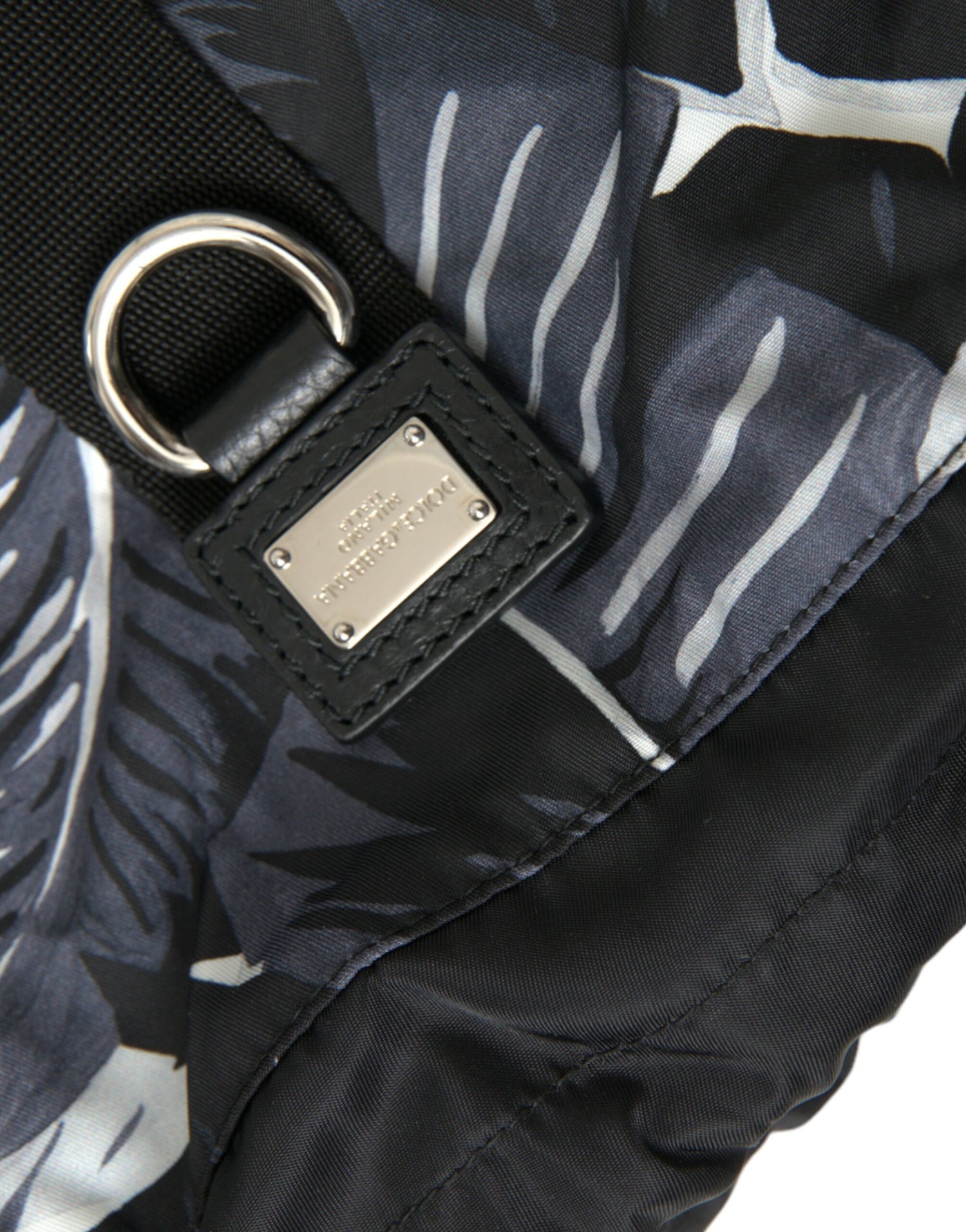 Dolce & Gabbana Black Leaf Print Adjustable Drawstring Nap Sack Bag - DEA STILOSA MILANO