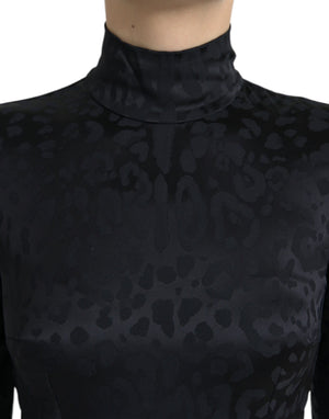 Dolce & Gabbana Black Viscose Stretch Long Sleeves Cropped Top - DEA STILOSA MILANO