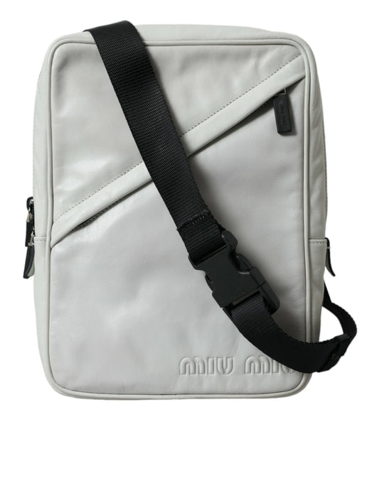 Miu Miu Elegant Black and White Leather Crossbody Bag - DEA STILOSA MILANO