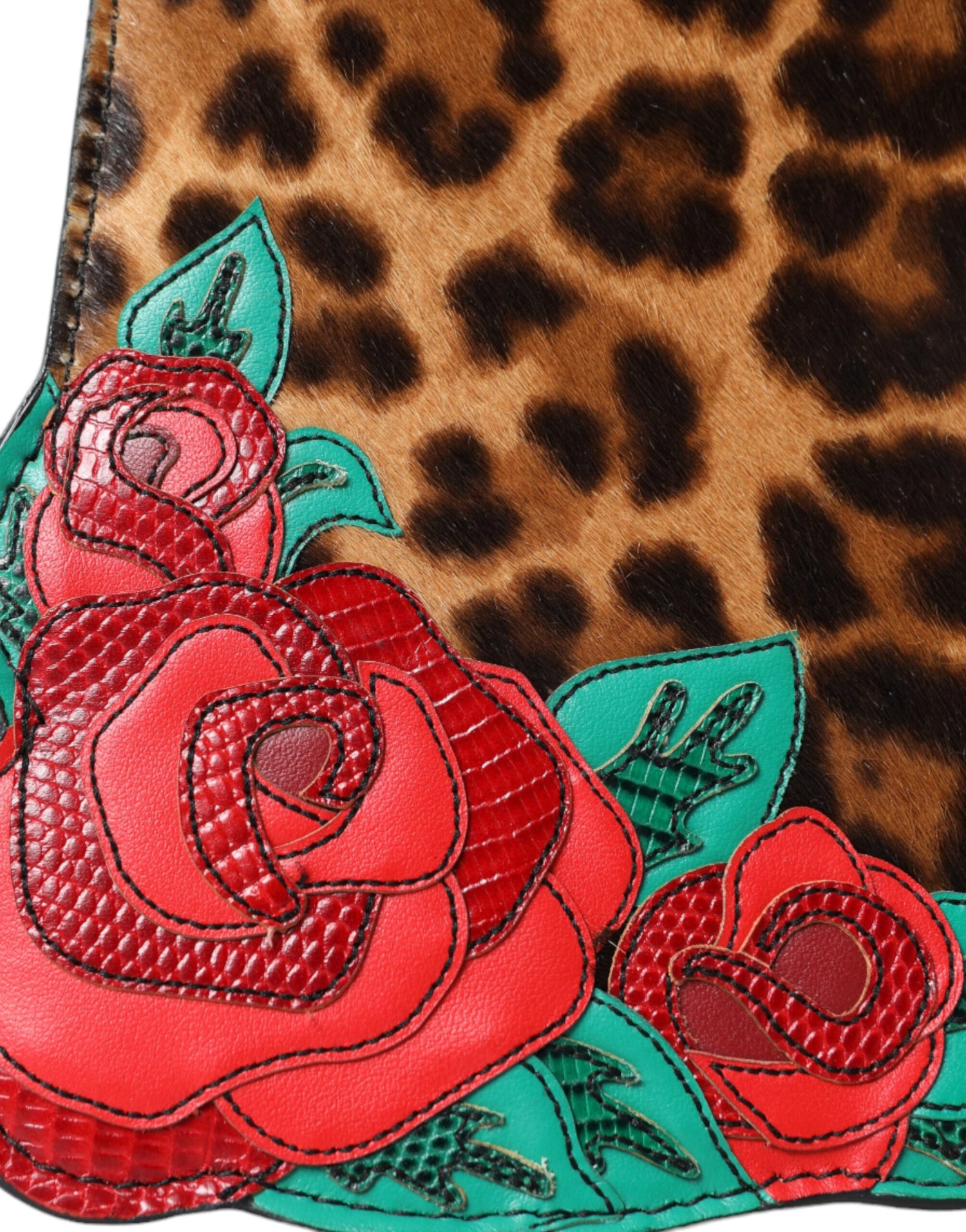 Dolce & Gabbana Chic Leopard Embellished Tote with Red Roses - DEA STILOSA MILANO