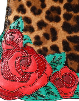 Dolce & Gabbana Chic Leopard Embellished Tote with Red Roses - DEA STILOSA MILANO