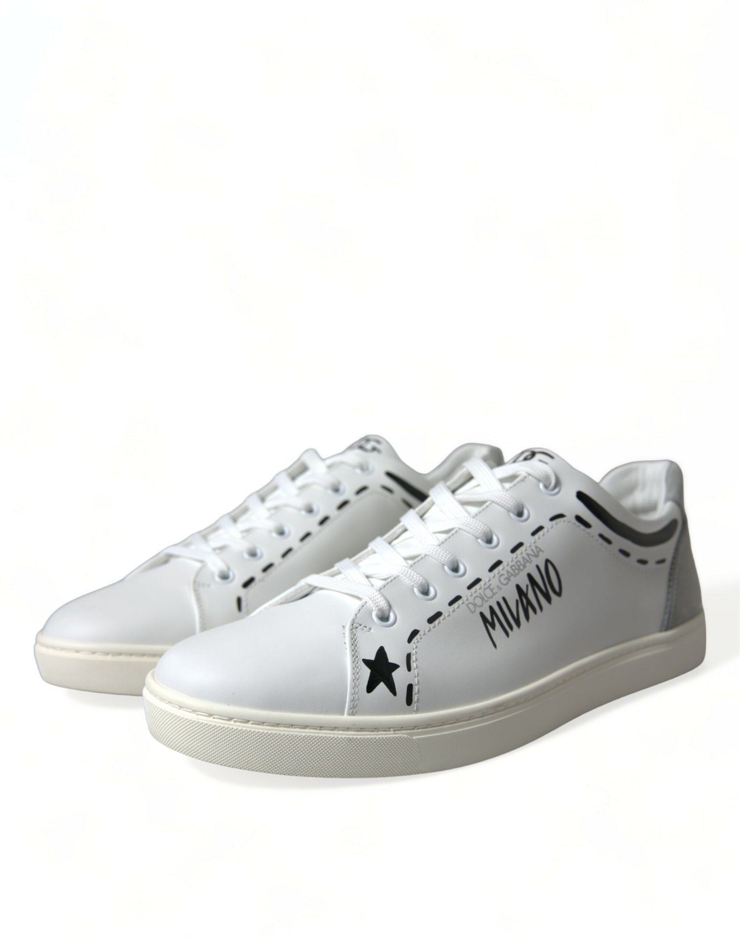 Dolce & Gabbana White Gray Leather LOVE Milano Sneakers Shoes - DEA STILOSA MILANO