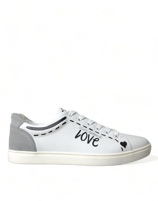 Dolce & Gabbana White Gray Leather LOVE Milano Sneakers Shoes - DEA STILOSA MILANO