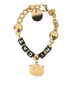 Dolce & Gabbana Gold Tone Brass Chain MY CAT Heart Bracelet - DEA STILOSA MILANO