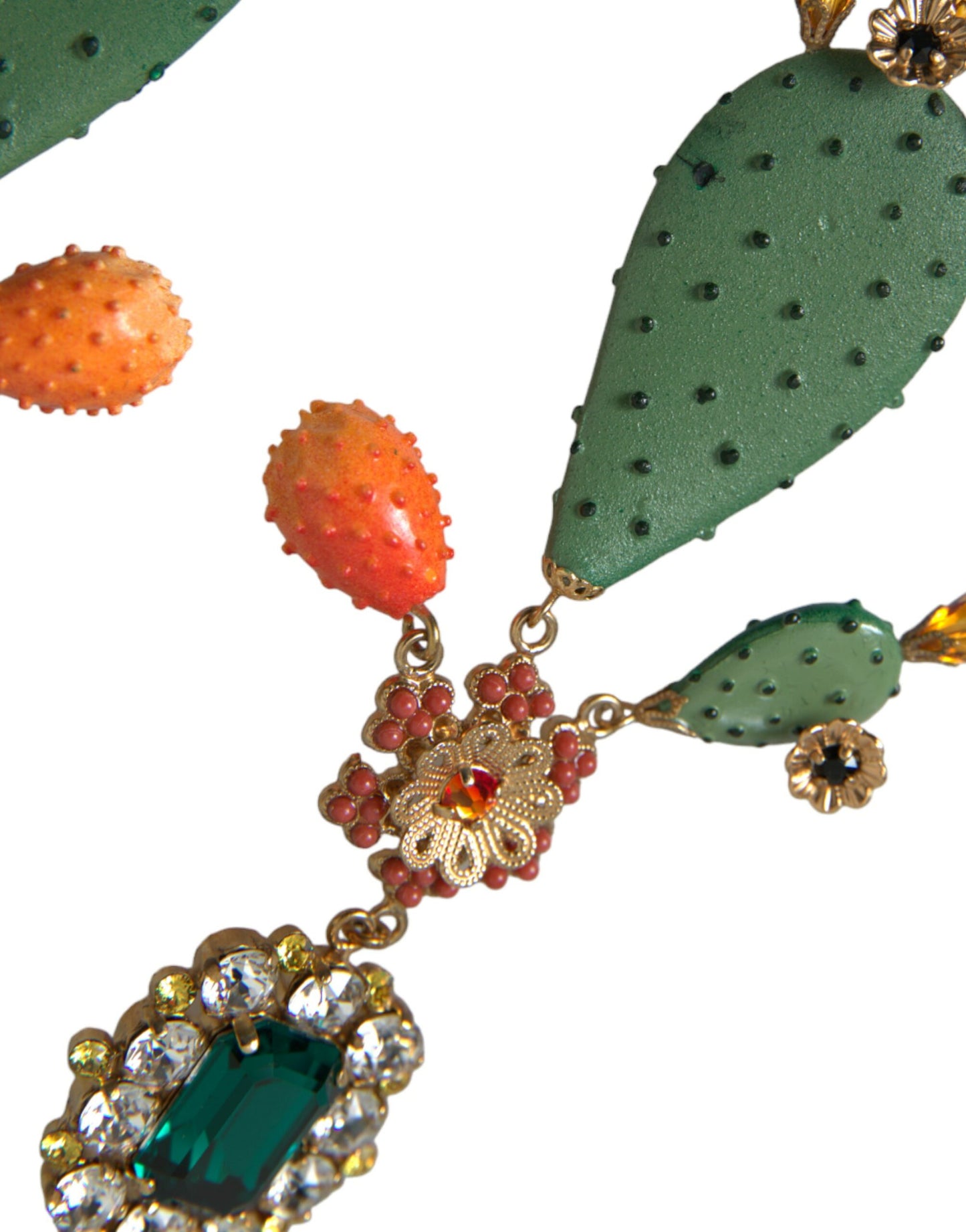 Dolce & Gabbana Green Cactus Crystal Clip On Jewelry Dangling Earrings - DEA STILOSA MILANO