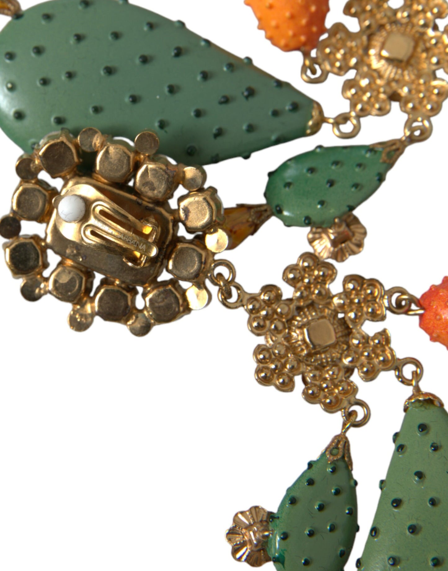 Dolce & Gabbana Green Cactus Crystal Clip On Jewelry Dangling Earrings - DEA STILOSA MILANO