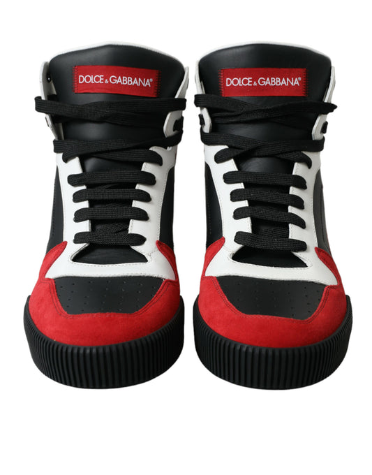 Dolce & Gabbana Black Red Leather High Top Miami Sneakers Shoes - DEA STILOSA MILANO