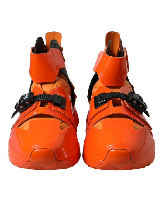 Dolce & Gabbana Orange Multi Panel Chunky High Top Sneakers Shoes - DEA STILOSA MILANO