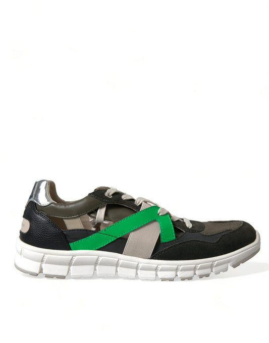 Dolce & Gabbana Multicolor Leather Suede Low Top Sneakers Shoes - DEA STILOSA MILANO