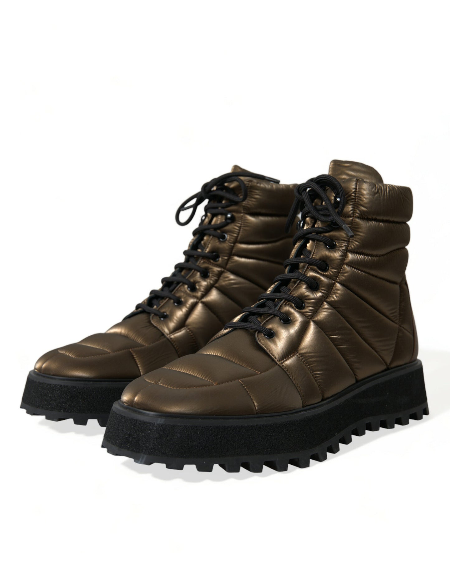 Dolce & Gabbana Bronze Plateau Padded Boots with DG Logo Plate - DEA STILOSA MILANO