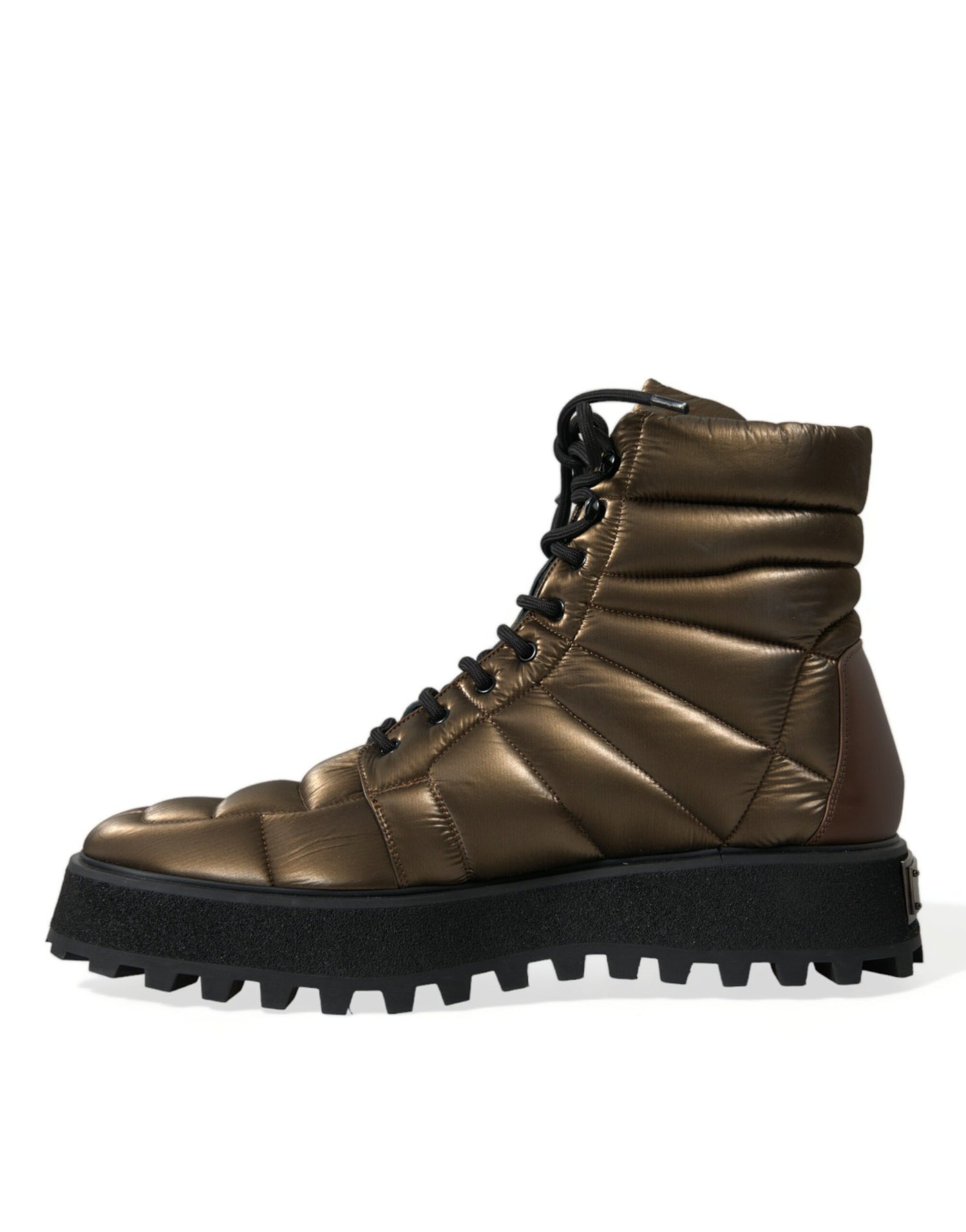 Dolce & Gabbana Bronze Plateau Padded Boots with DG Logo Plate - DEA STILOSA MILANO