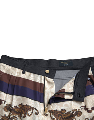 Dolce & Gabbana Multicolor Heraldic Skinny Men Pants - DEA STILOSA MILANO