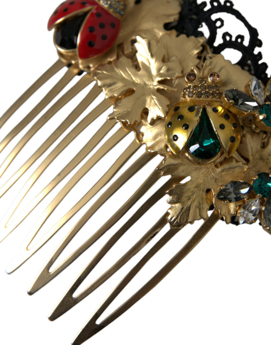 Dolce & Gabbana Gold Brass Crystal Lady Bug Women Hair Comb - DEA STILOSA MILANO