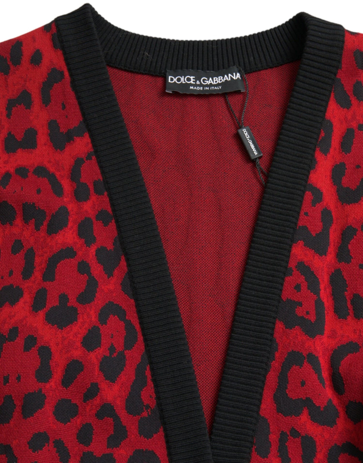 Dolce & Gabbana Red Leopard Wool Robe Belted Cardigan Sweater - DEA STILOSA MILANO