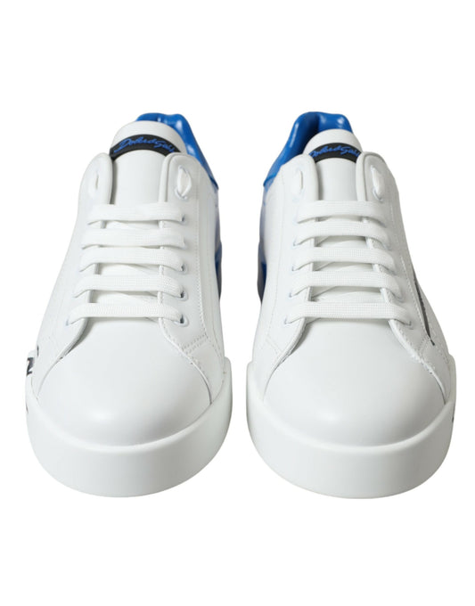 Dolce & Gabbana Elegant White and Blue Low-Top Sneakers - DEA STILOSA MILANO