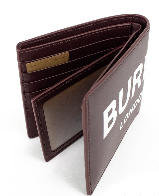 Burberry Ronan Oxblood Printed Smooth Leather Logo Bifold Wallet - DEA STILOSA MILANO