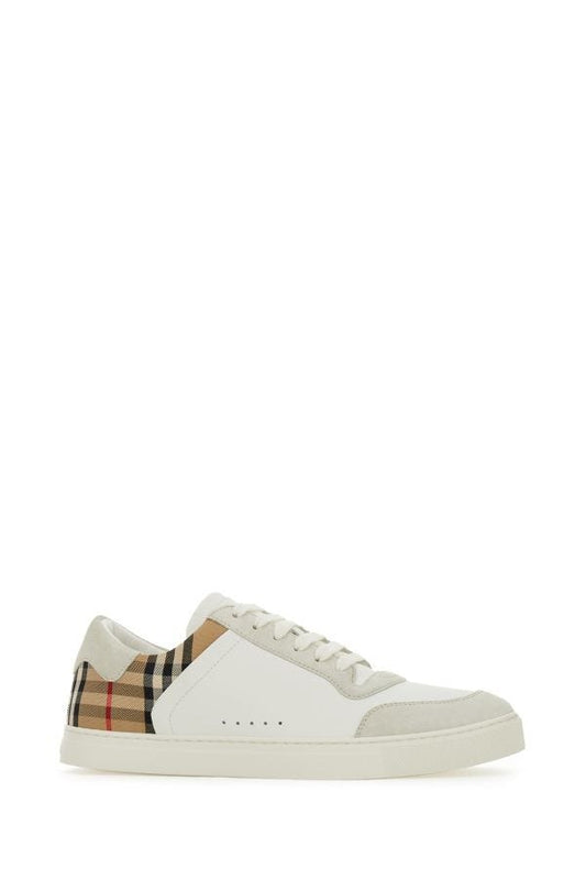 Burberry White Multicolor Calf Leather Sneakers - DEA STILOSA MILANO
