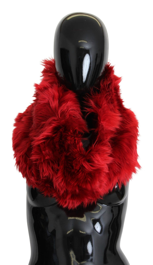 Dolce & Gabbana Elegant Red Alpaca Fur Neck Wrap Scarf - DEA STILOSA MILANO